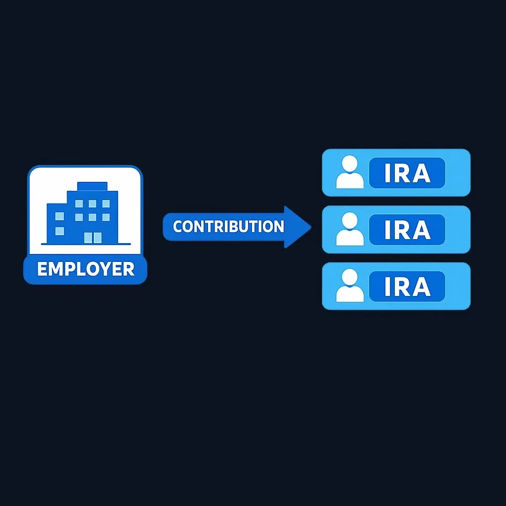Diagram showing SEP IRA contribution flow from employer to individual IRAs