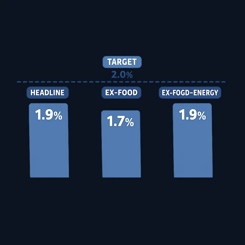 Comparison of three CPI measures for Japan in August 2026