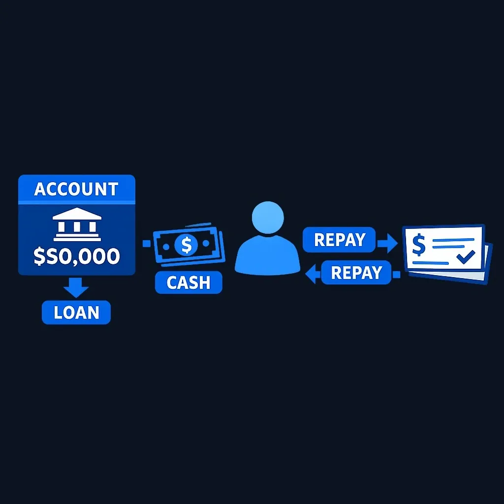 Diagram showing 401(k) loan mechanics and money flow