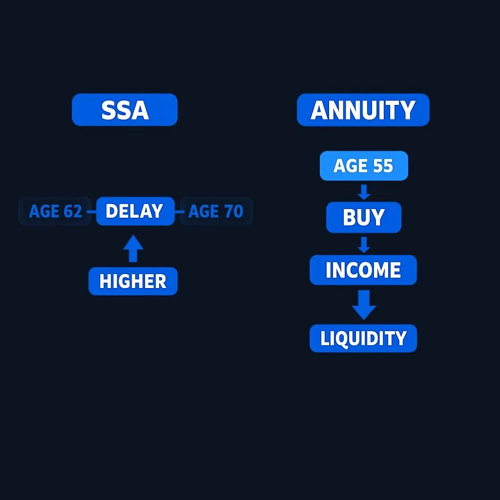 Comparison of Social Security delayed claiming versus immediate annuity purchase