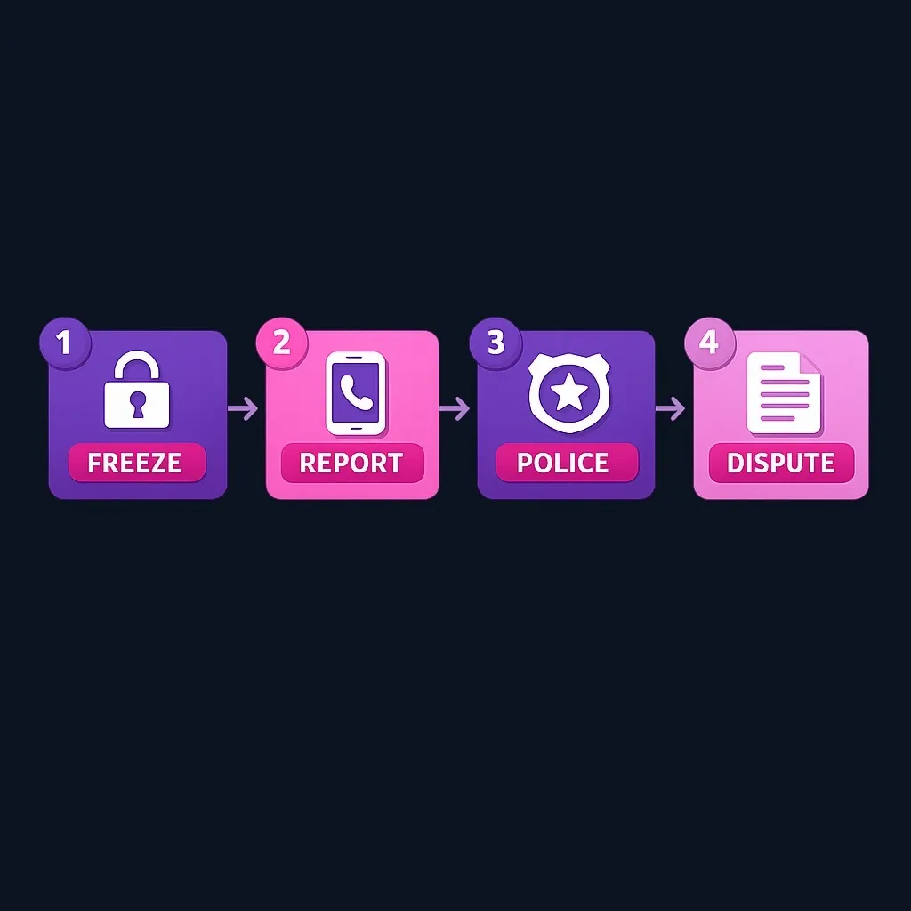 Four-step identity theft response flowchart