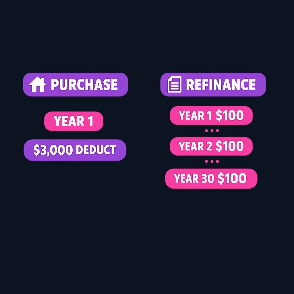 Comparison of purchase points vs refinance points deduction timing