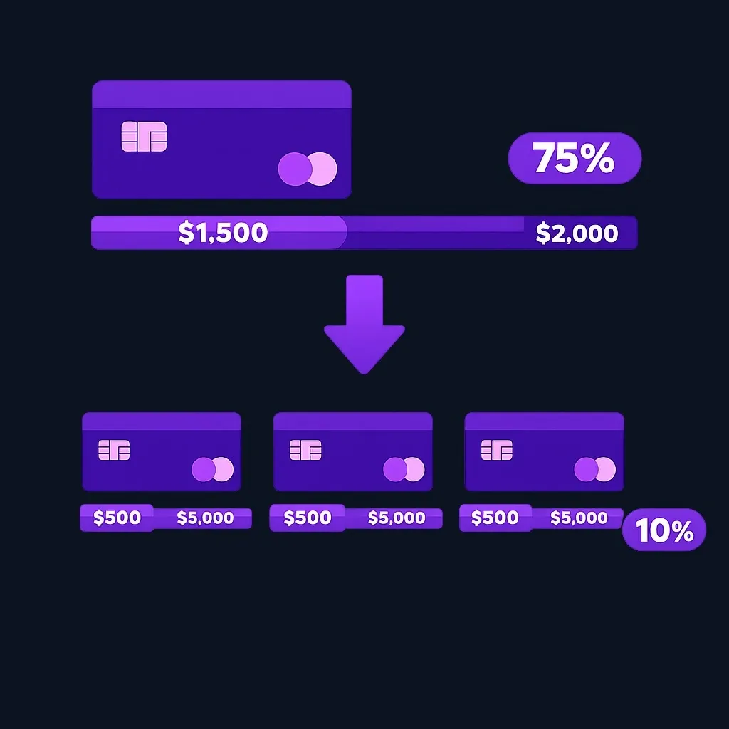 Diagram comparing high utilization on one card with low utilization spread across three cards