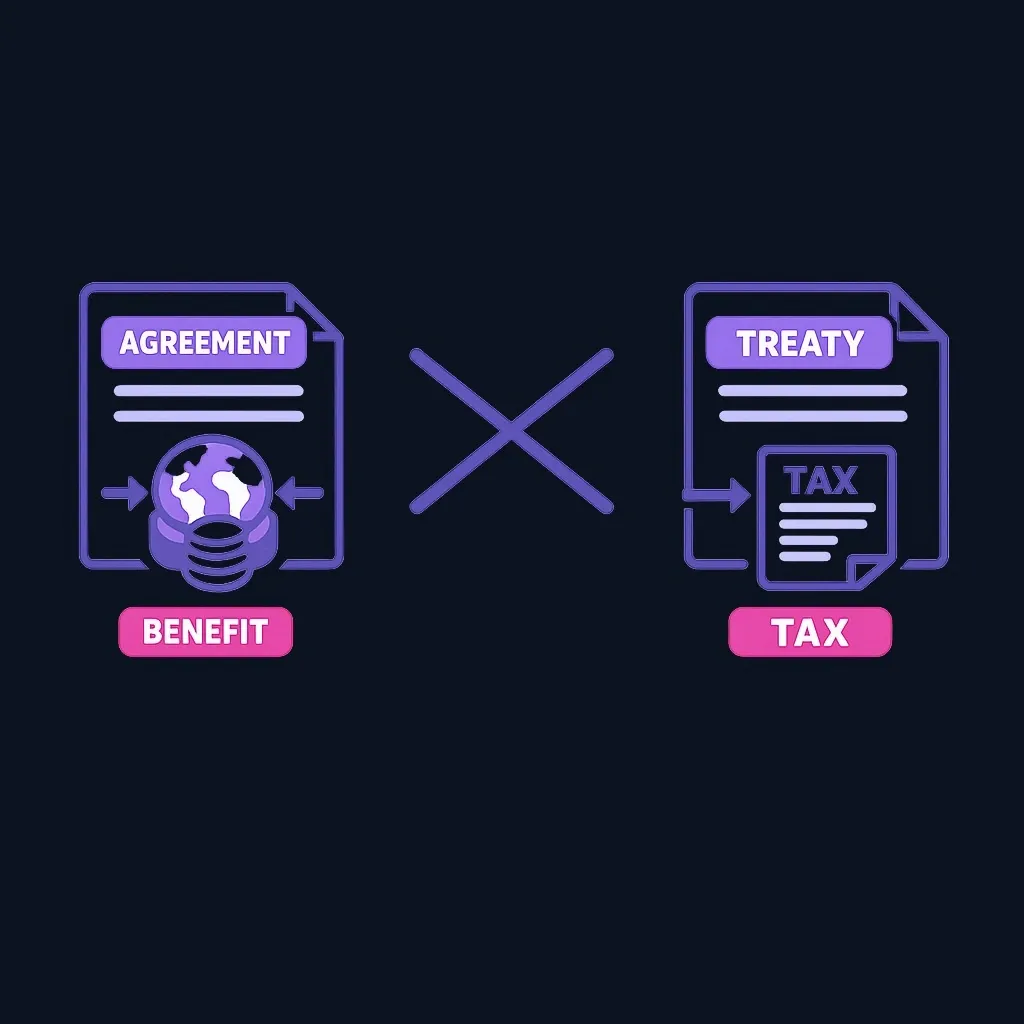 Diagram showing two separate agreements, one leading to benefit eligibility and one leading to tax treatment