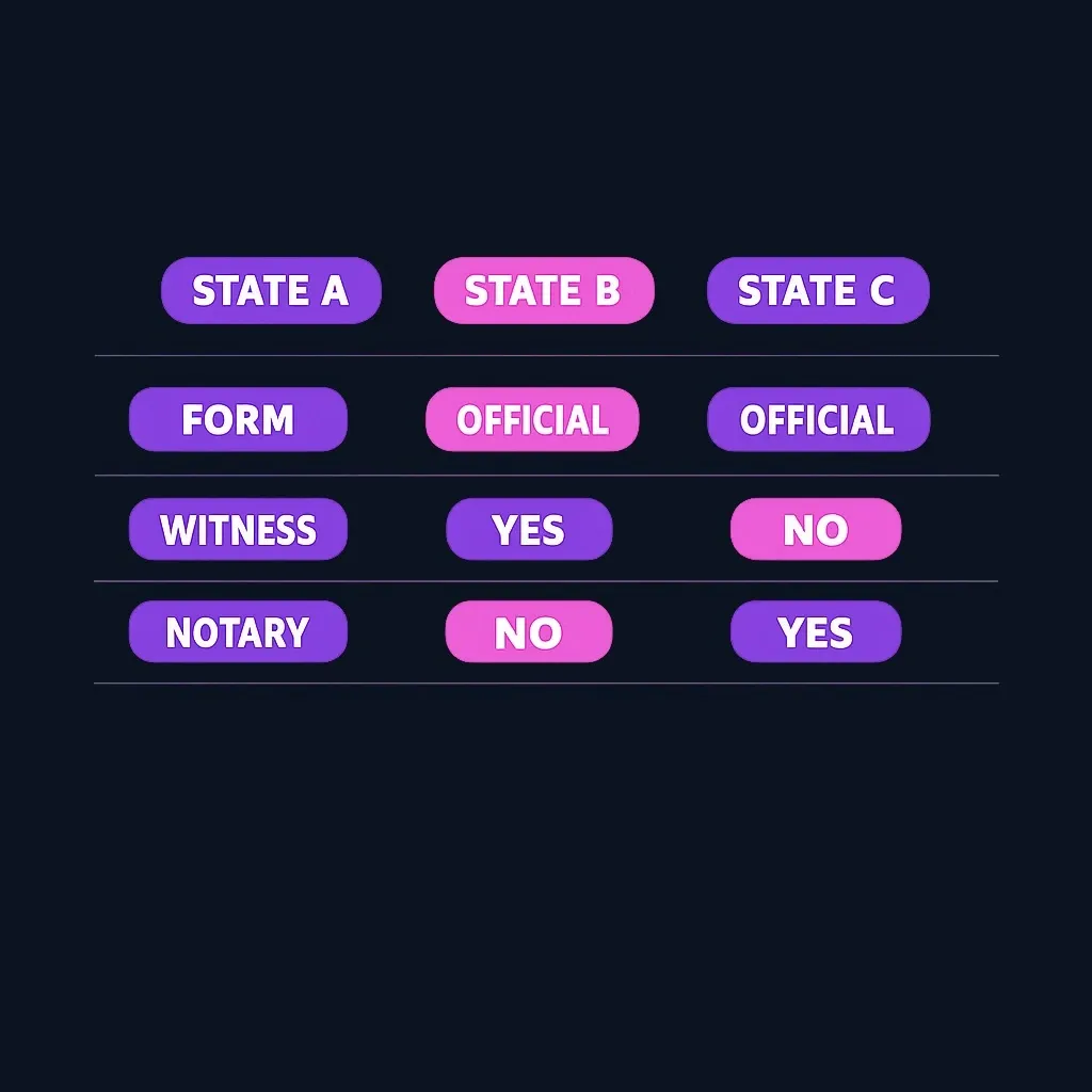 Comparison chart of state-by-state living will requirements