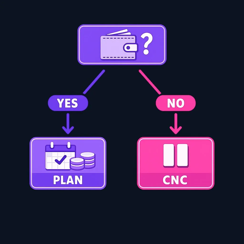 Flowchart with a budget question branching to YES for installment agreement and NO for currently not collectible.