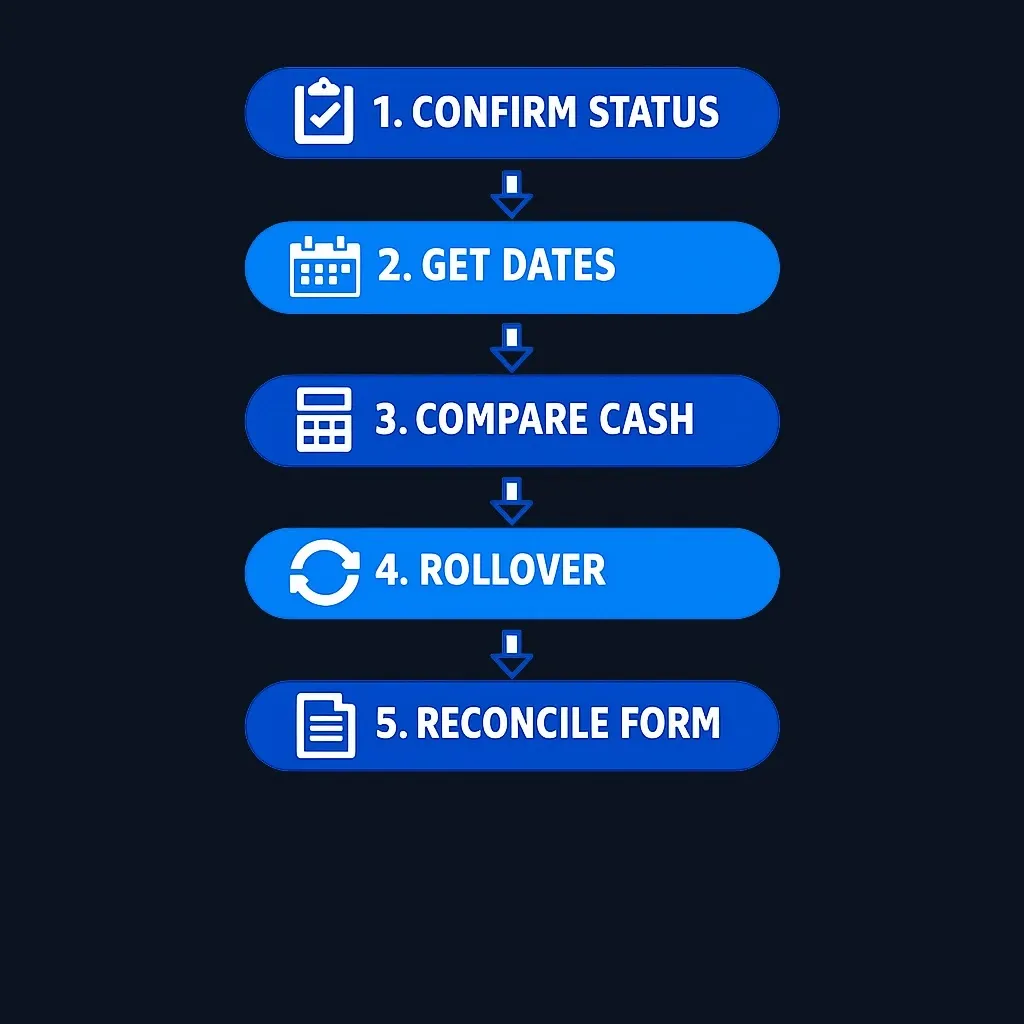 Five-step process flowchart for handling 401k loan after job change