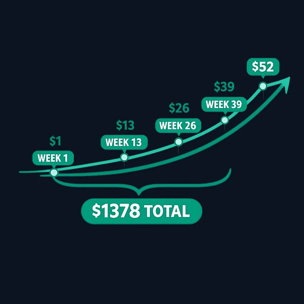 Visual breakdown of how weekly deposits sum to $1,378