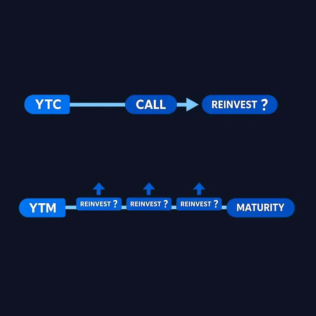 Comparison of reinvestment risk in YTC versus YTM assumptions
