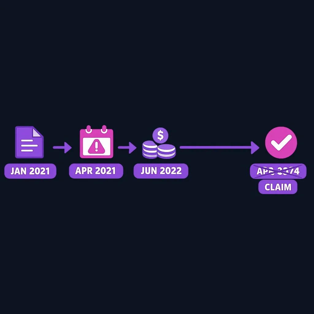 Timeline example showing how late payment extends amendment deadline