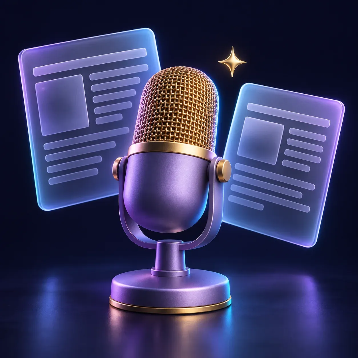 3D microphone and floating news panels
